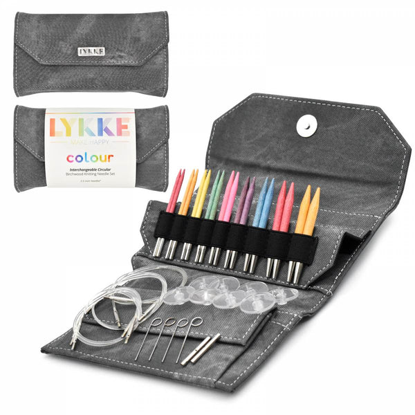 LYKKE Colour 9cm (3.5") Interchangeable Needle Set - Grey Denim Case